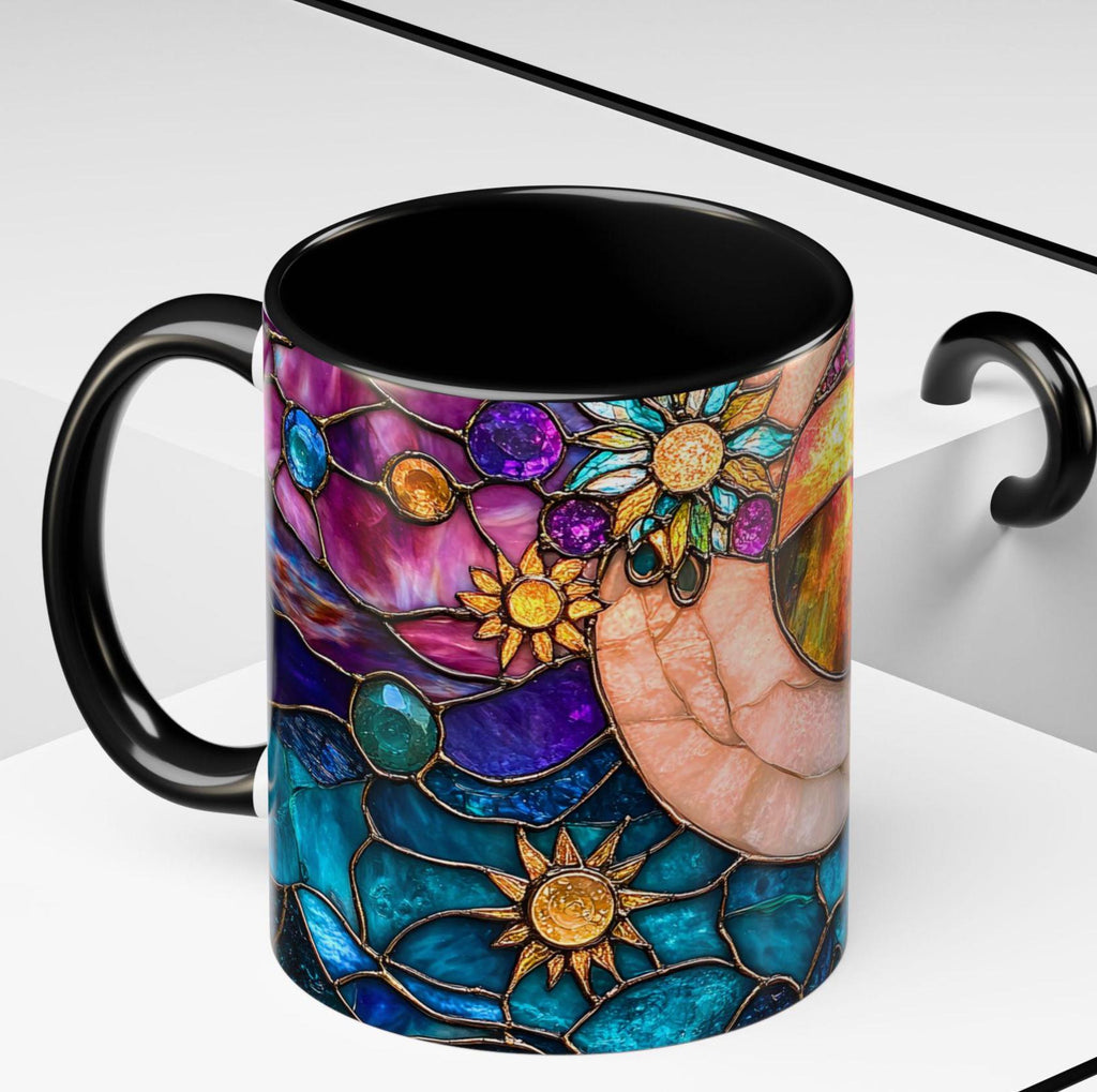 LELORESTORE Crescent Moon Mug Celestial Stained-Glass Ceramic Coffee Cup