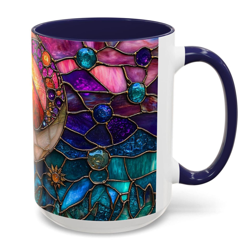 LELORESTORE Crescent Moon Mug Celestial Stained-Glass Ceramic Coffee Cup
