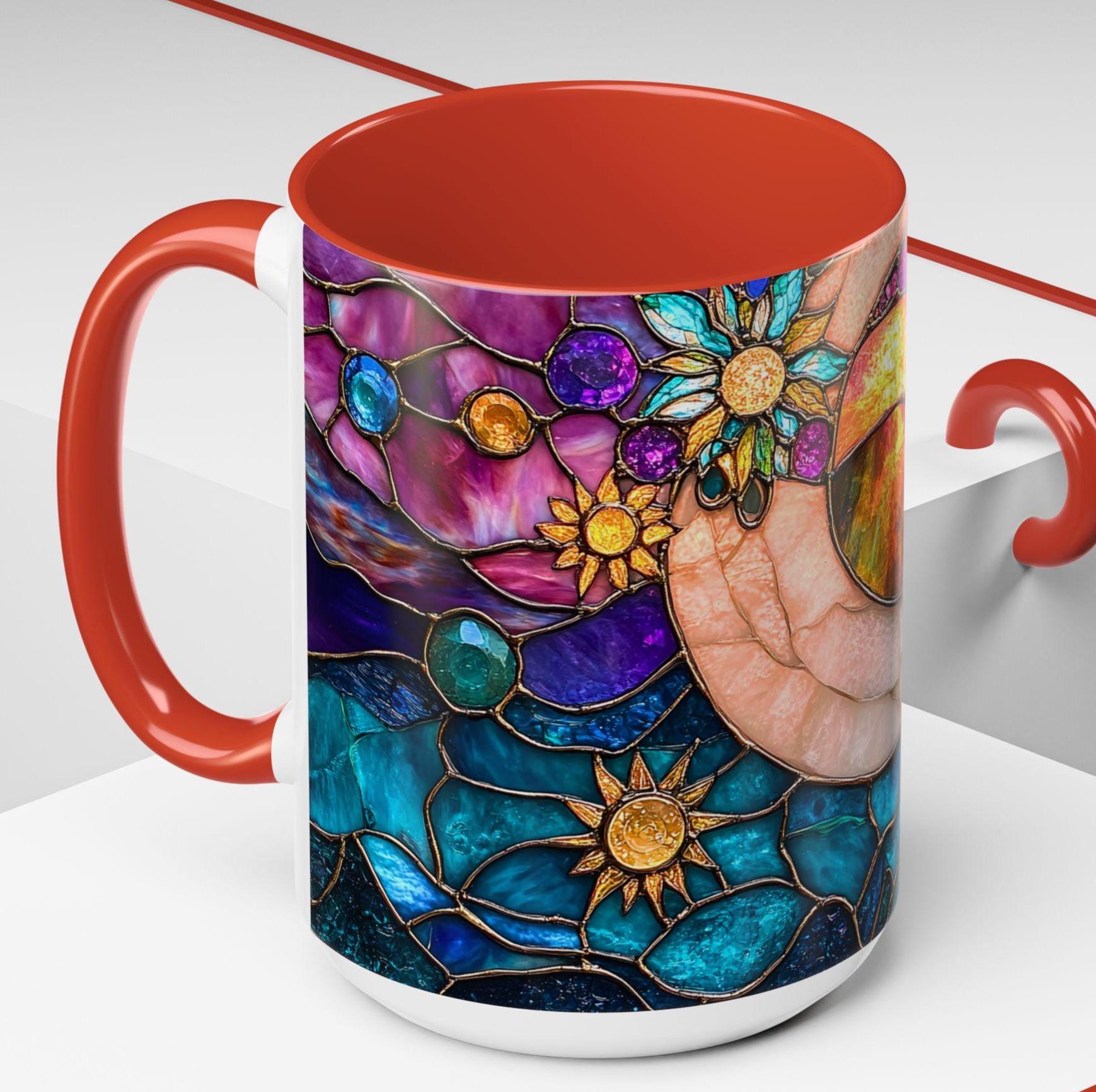 LELORESTORE Crescent Moon Mug Celestial Stained-Glass Ceramic Coffee Cup