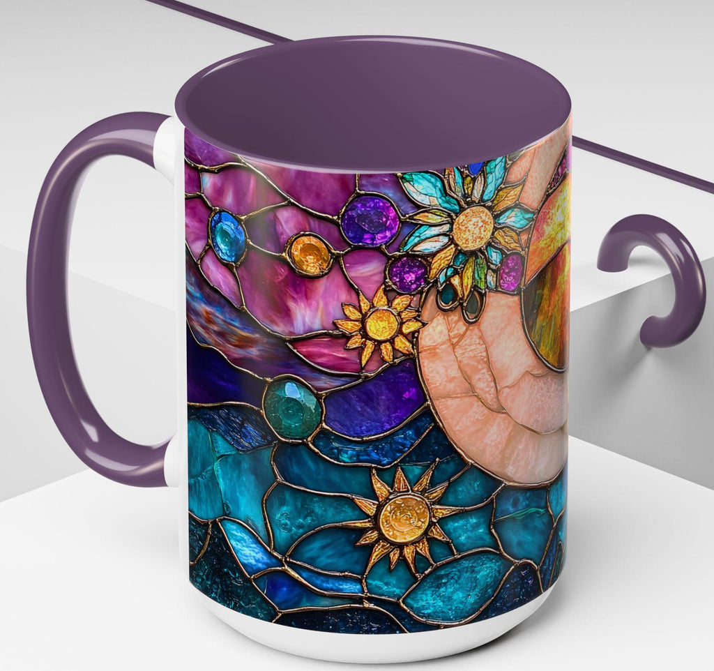 LELORESTORE Crescent Moon Mug Celestial Stained-Glass Ceramic Coffee Cup