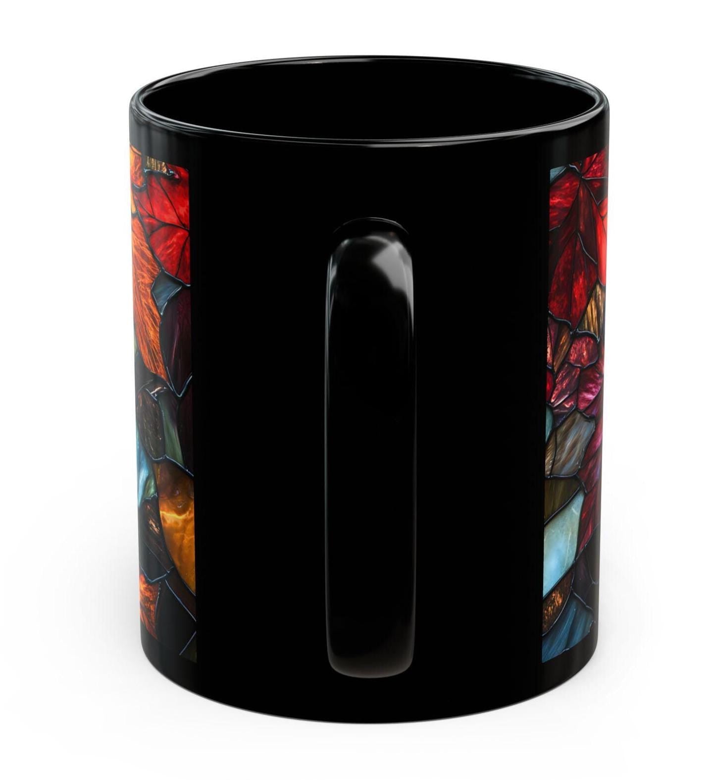 LELORESTORE Faux Stained Glass Fall Maple Leaves Ceramic Mug