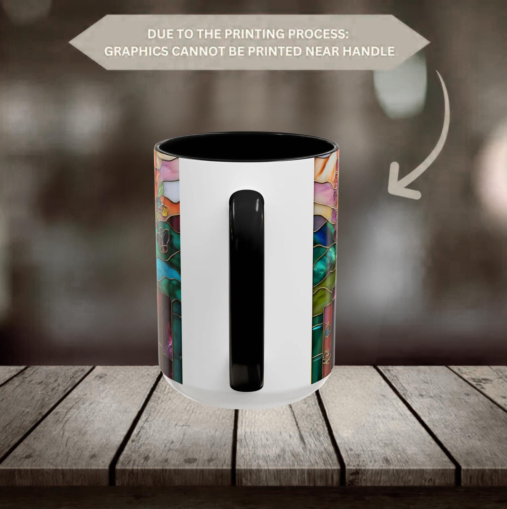 LELORESTORE Floral Bookshelf Coffee Mug Faux Stained Glass Ceramic Book Lover Gift