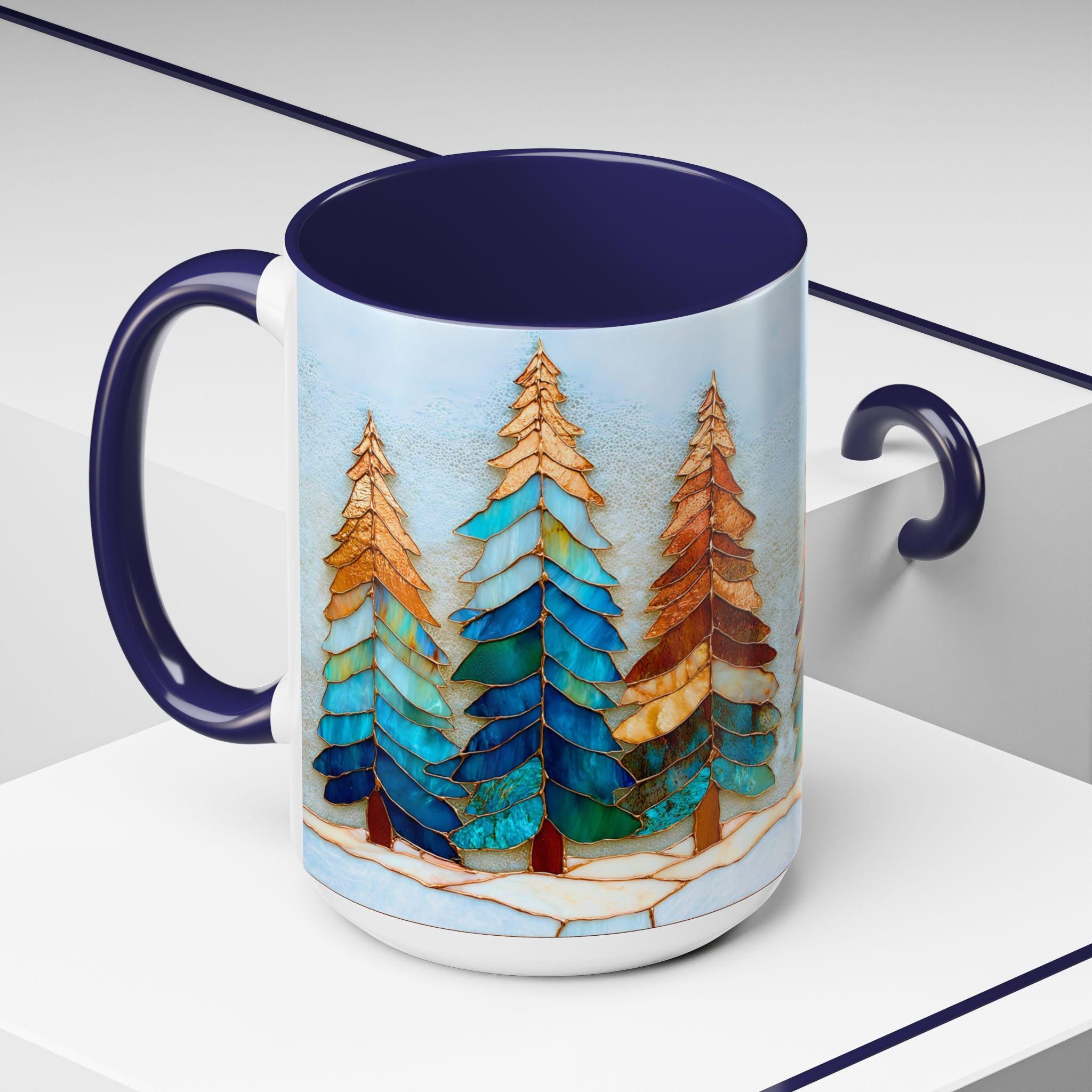 LELORESTORE Christmas Tree Stained Glass Mug Festive Holiday Drinkware