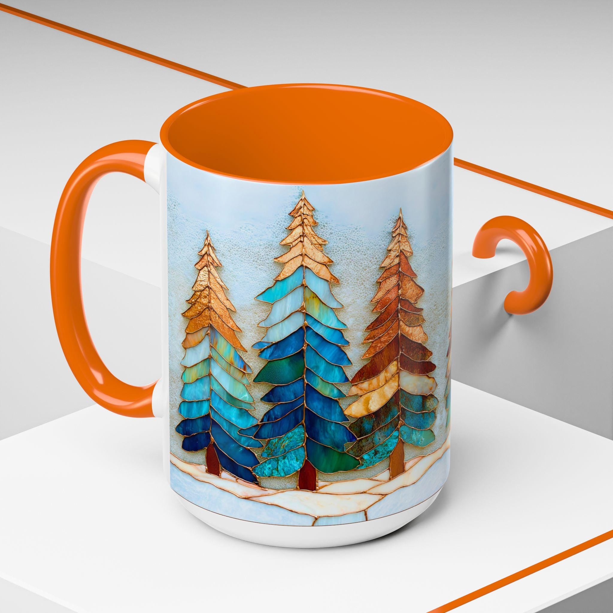 LELORESTORE Christmas Tree Stained Glass Mug Festive Holiday Drinkware