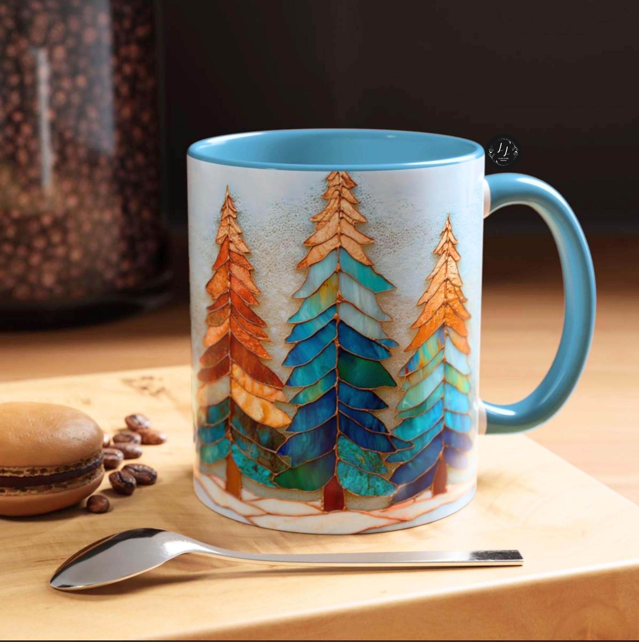 LELORESTORE Christmas Tree Stained Glass Mug Festive Holiday Drinkware