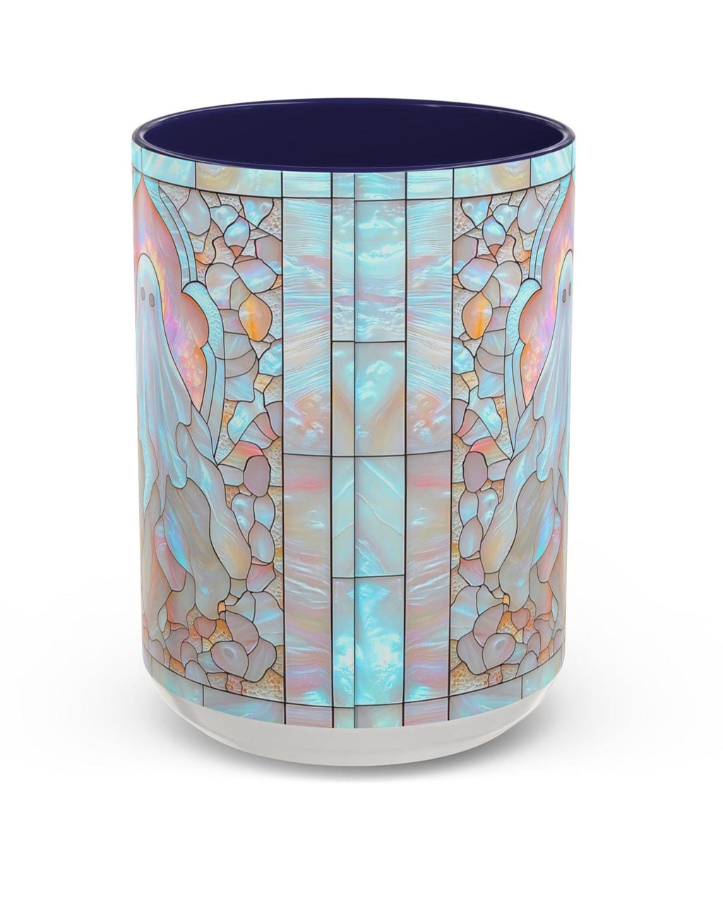 LELORESTORE Spooky Ghost Mug Faux Stained Glass Halloween Ceramic Coffee Cup