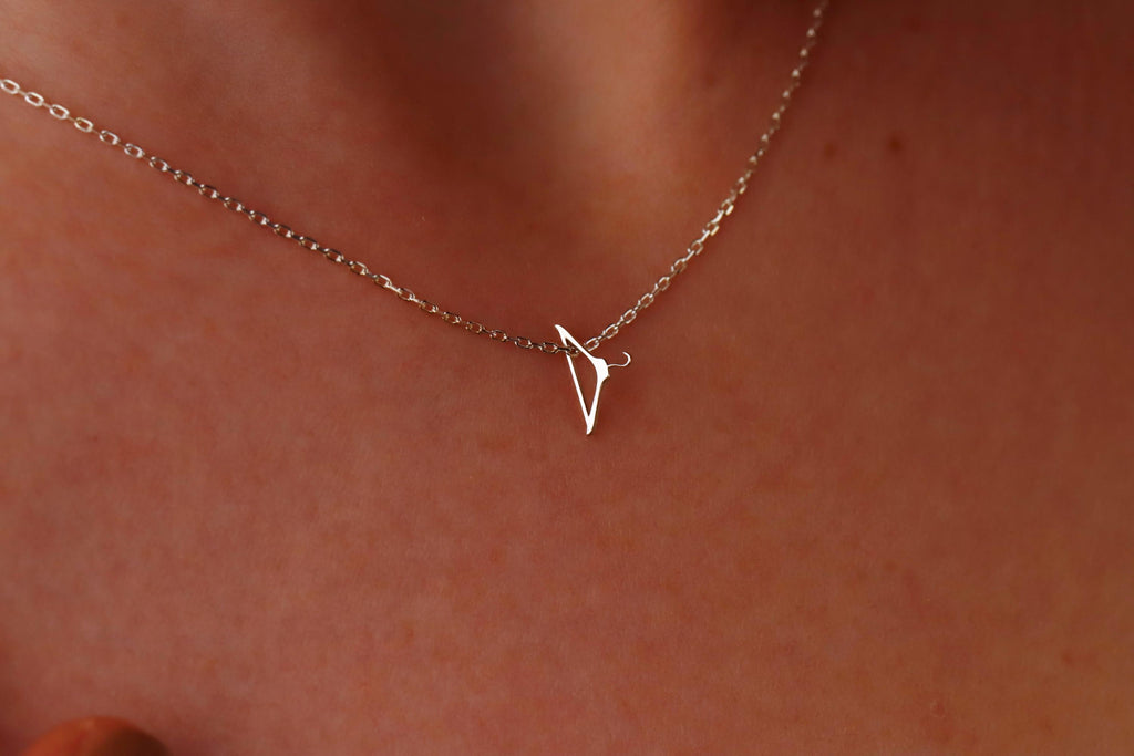 14K Solid Gold Feminist Necklace - Clothing Hanger Design
