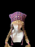 StellarPride Vintage Forest-Style Cat Ear Beanie Plum Red