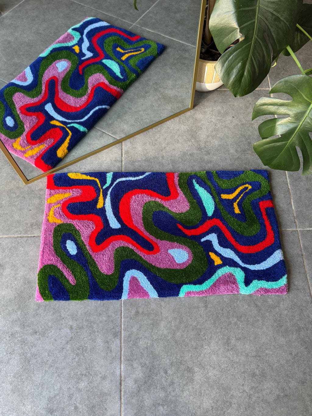 OrnnWorks Colorful Tufted Rug Abstract Multicolor Design Modern Handmade