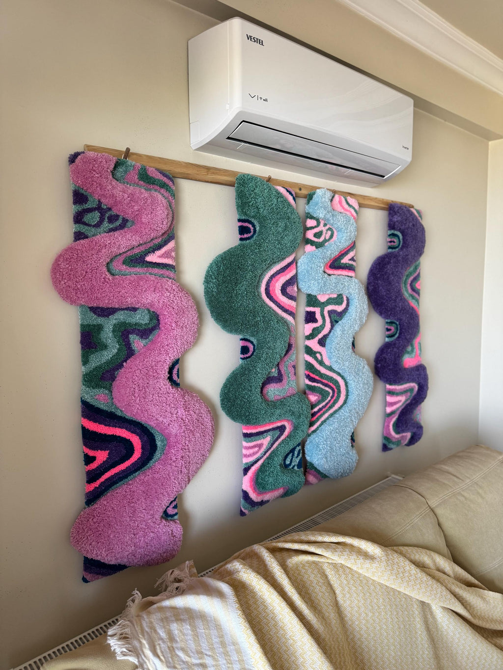 OrnnWorks Alice Psychedelic Tufted Wall Hanging Set of 4 Panels