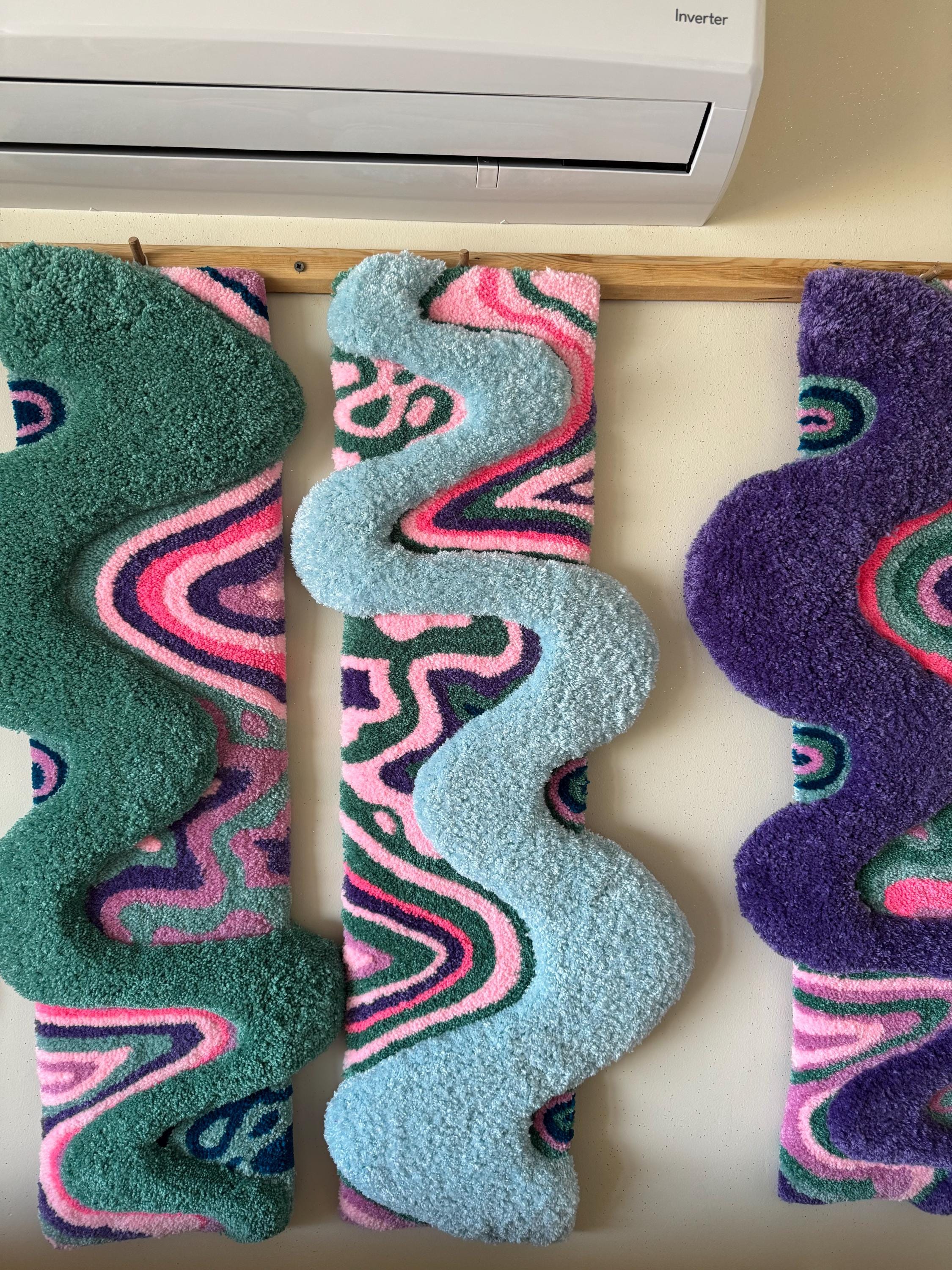 OrnnWorks Alice Psychedelic Pastel Tufted Wall Hanging Set of 4 Panels