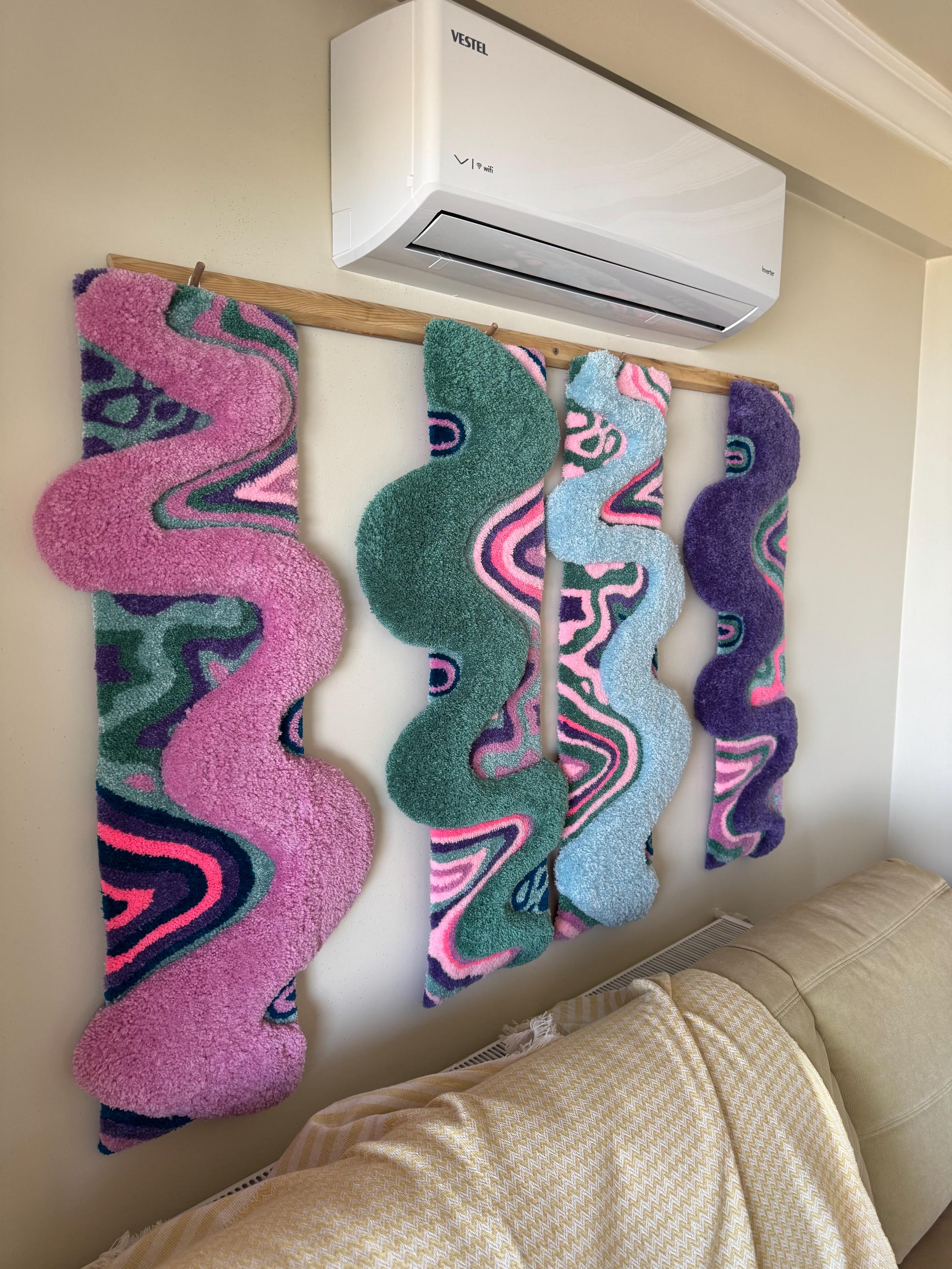 OrnnWorks Alice Psychedelic Pastel Tufted Wall Hanging Set of 4 Panels