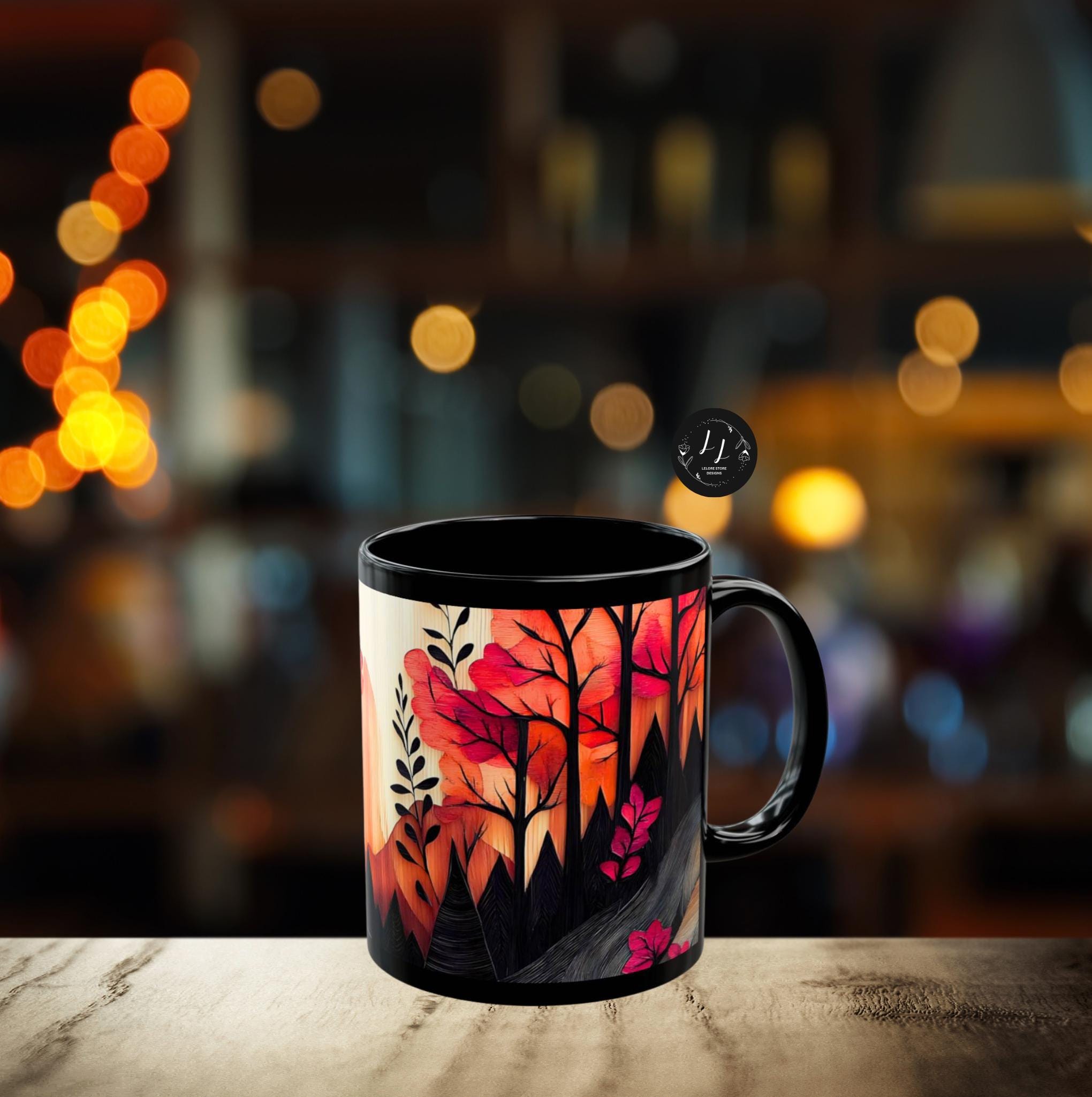Autumn Sunset Mountain Mug: Cozy Ceramic Fall Drinkware, Ceramic Cup