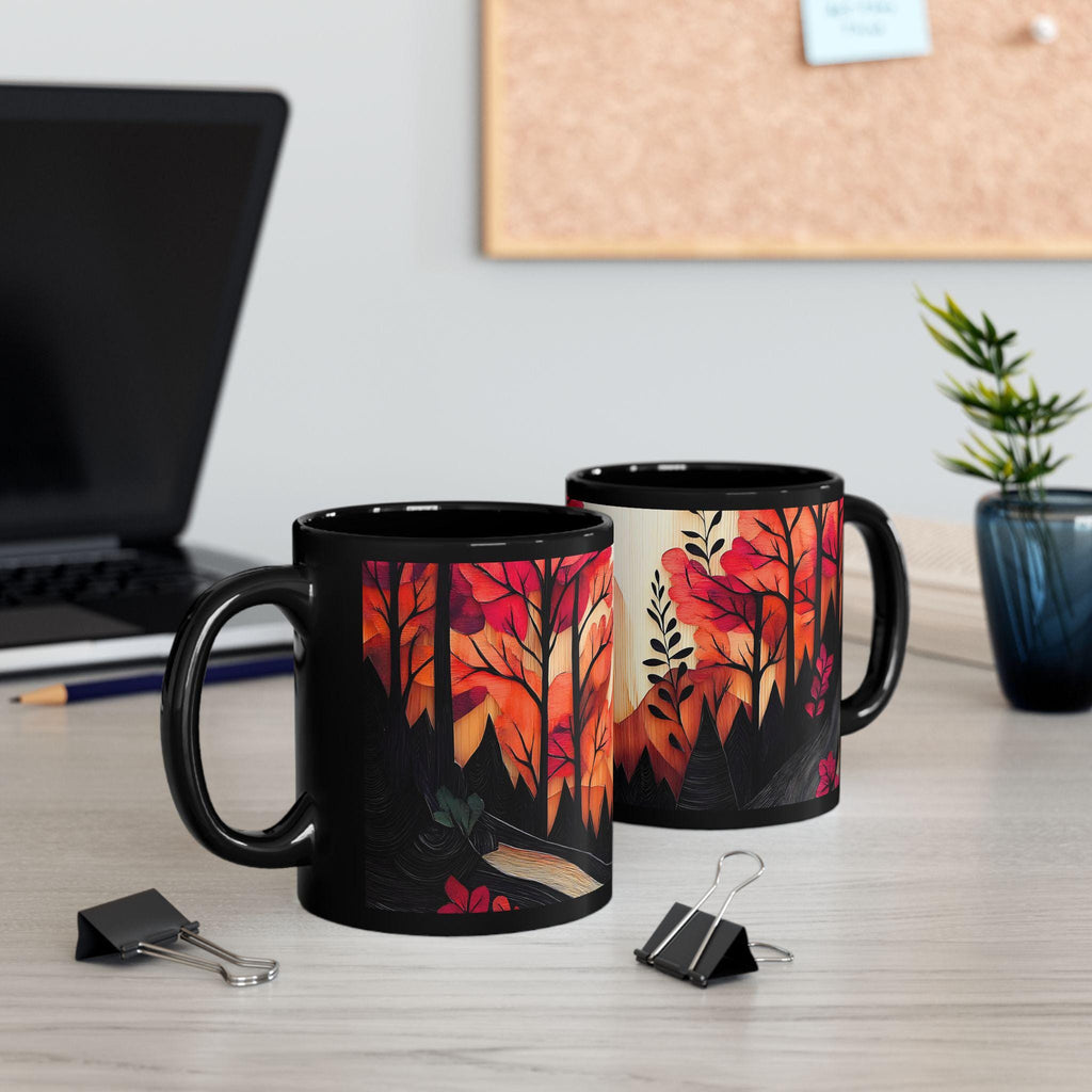 Autumn Sunset Mountain Mug: Cozy Ceramic Fall Drinkware, Ceramic Cup