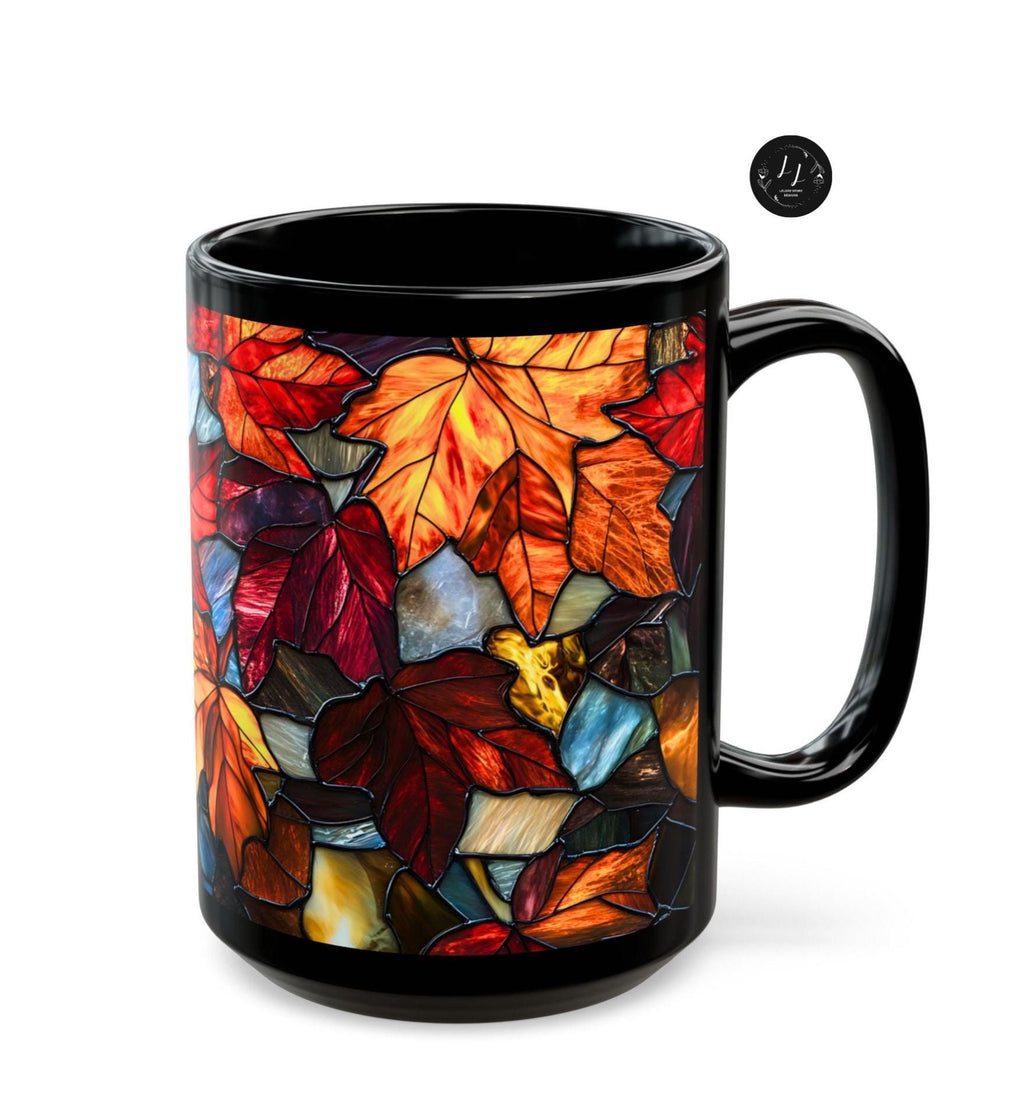 LELORESTORE Faux Stained Glass Fall Maple Leaves Ceramic Mug