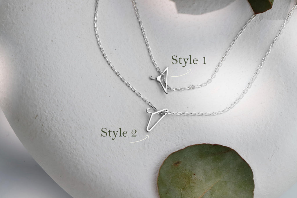 14K Solid Gold Feminist Necklace - Clothing Hanger Design