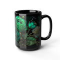 Vintage Botanical Ceramic Coffee Mug Dark Green Floral