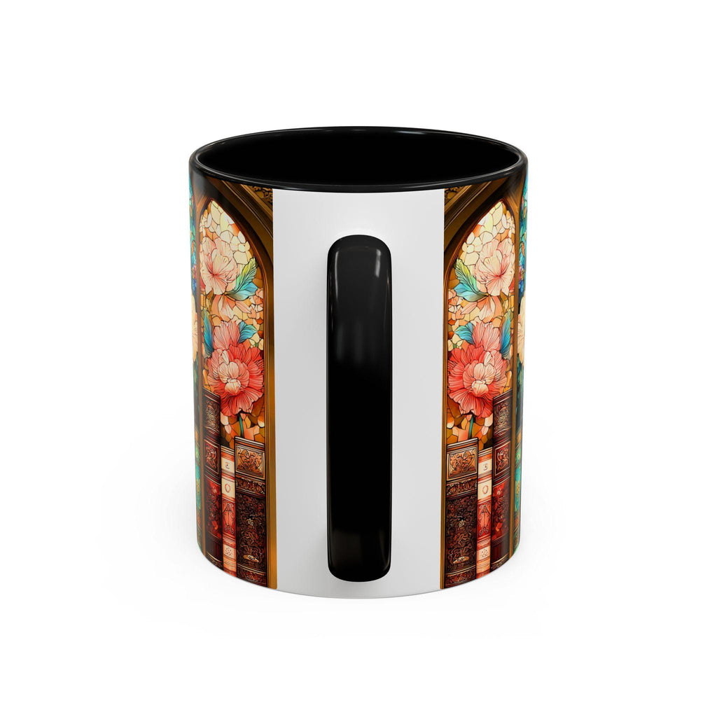 LELORESTORE Faux Stained-Glass Bookshelf Mug Floral Library