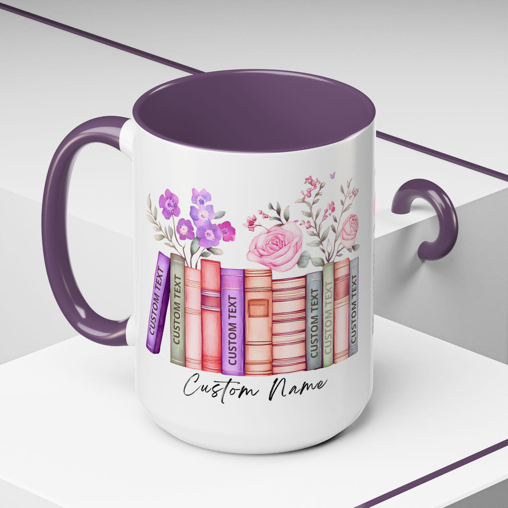 LELORESTORE Personalized Floral Bookshelf Coffee Mug Ceramic Book Lover