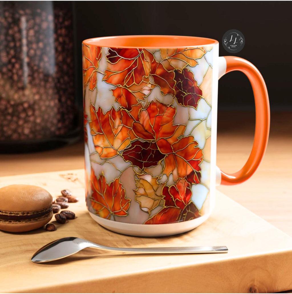 LELORESTORE Autumn Maple Leaf Stained Glass Effect Ceramic Mug