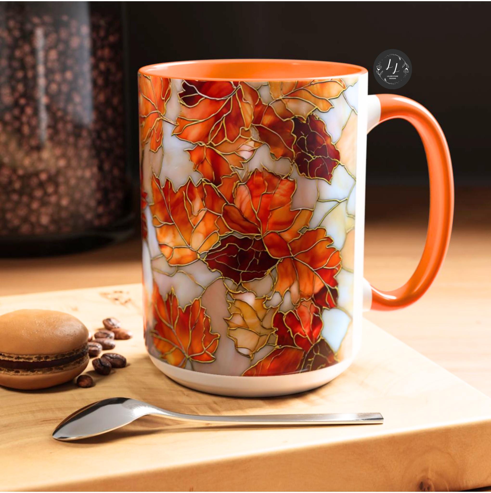 LELORESTORE Autumn Maple Leaf Stained Glass Effect Ceramic Mug