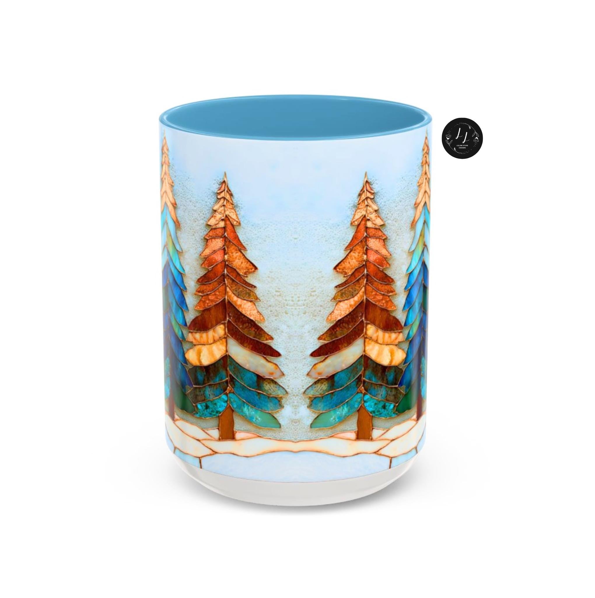 LELORESTORE Christmas Tree Stained Glass Mug Festive Holiday Drinkware
