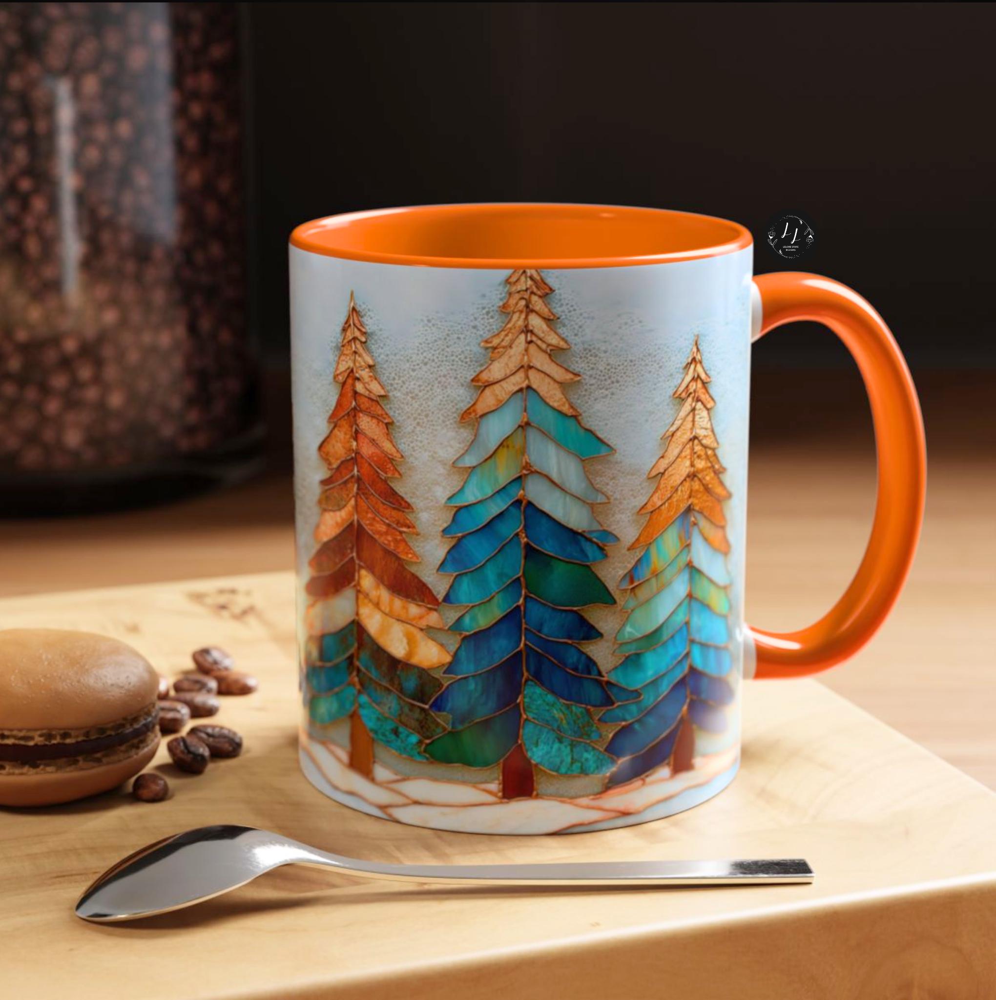 LELORESTORE Christmas Tree Stained Glass Mug Festive Holiday Drinkware