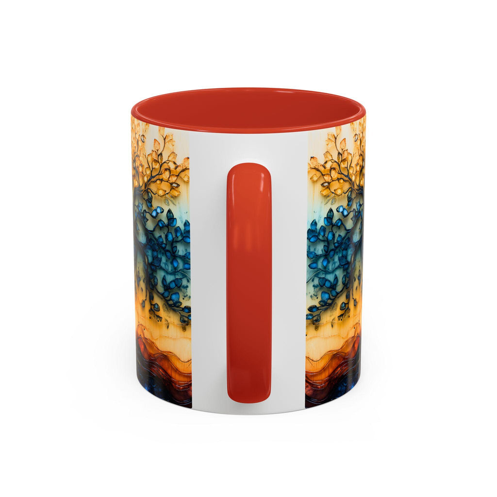 Tree of Life Ceramic Mug 15oz Boho Leaf Design Coffee Cup