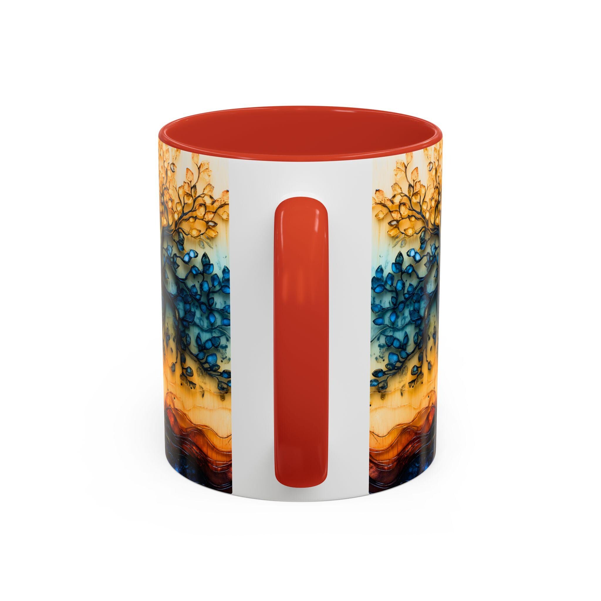 Tree of Life Ceramic Mug 15oz Boho Leaf Design Coffee Cup