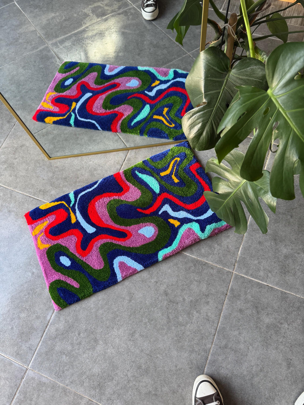 OrnnWorks Colorful Tufted Rug Abstract Multicolor Design Modern Handmade