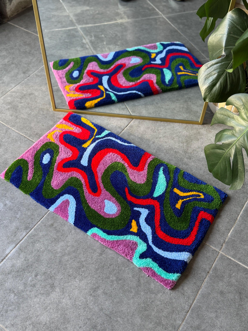 OrnnWorks Colorful Tufted Rug Abstract Multicolor Design Modern Handmade