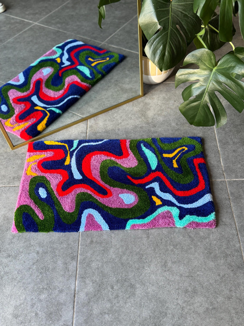 OrnnWorks Colorful Tufted Rug Abstract Multicolor Design Modern Handmade