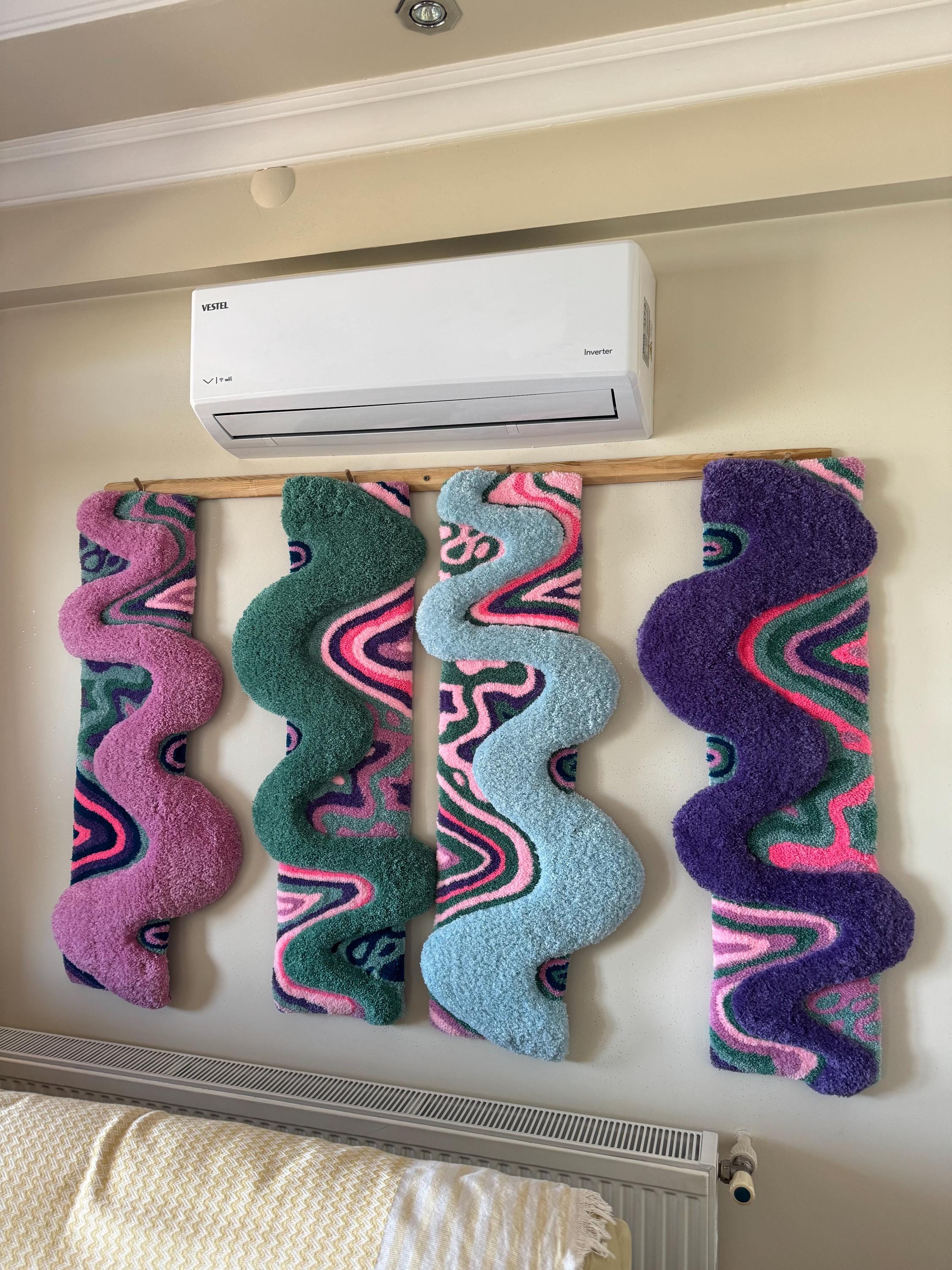 OrnnWorks Alice Psychedelic Pastel Tufted Wall Hanging Set of 4 Panels