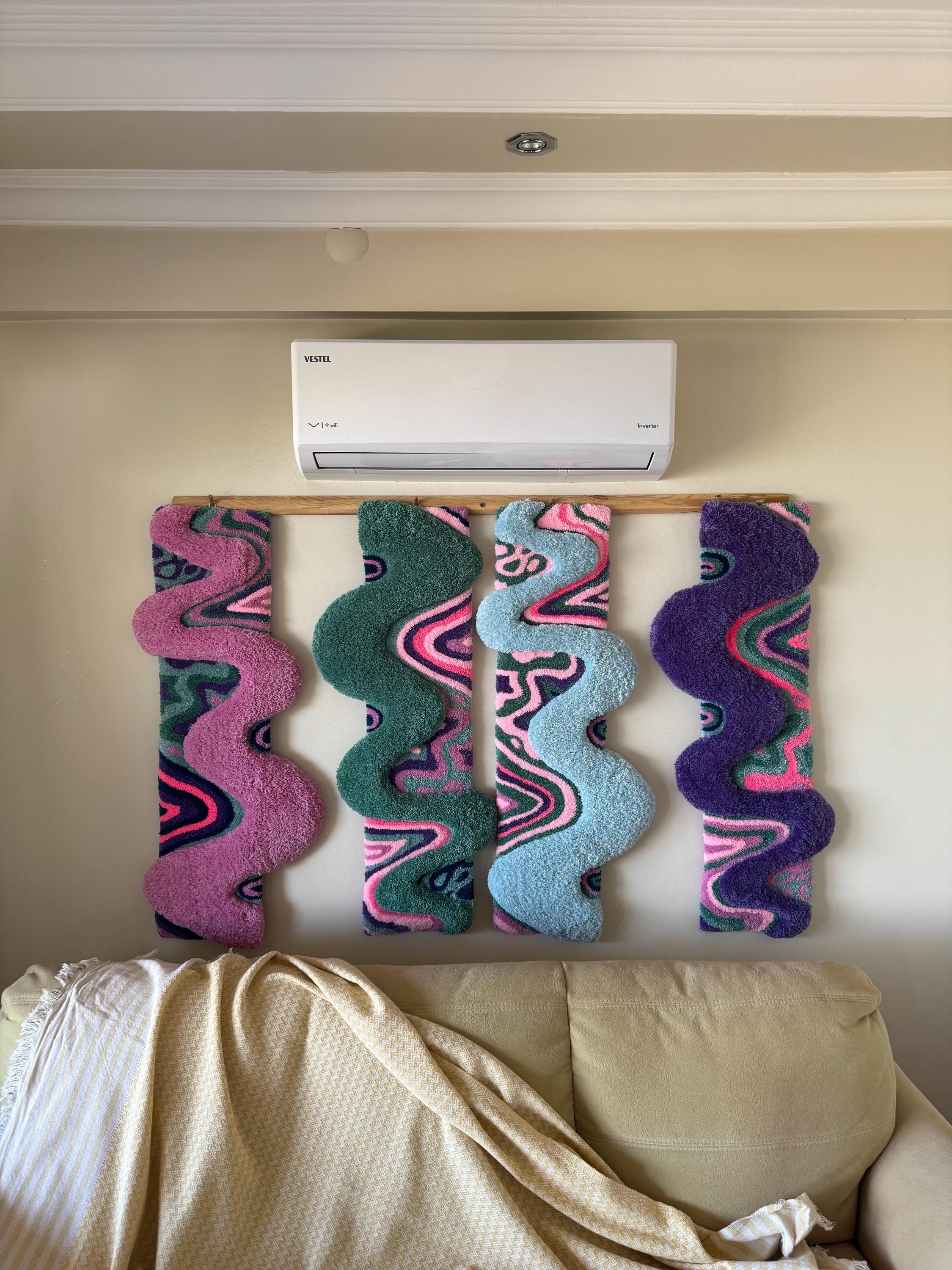 OrnnWorks Alice Psychedelic Pastel Tufted Wall Hanging 4 Panel Set
