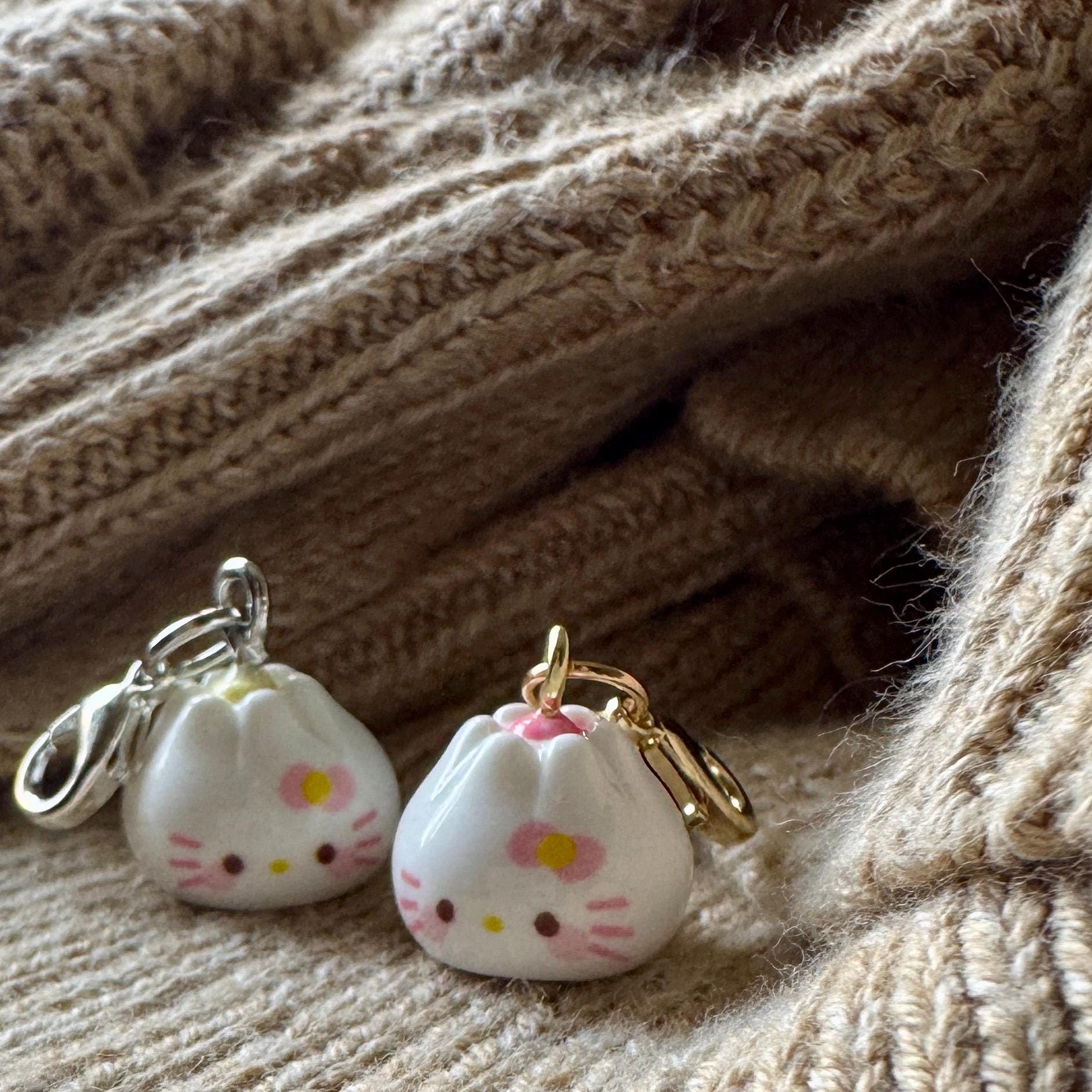 VanillaStarCafe Miniature Kitty Bao Bun Charm