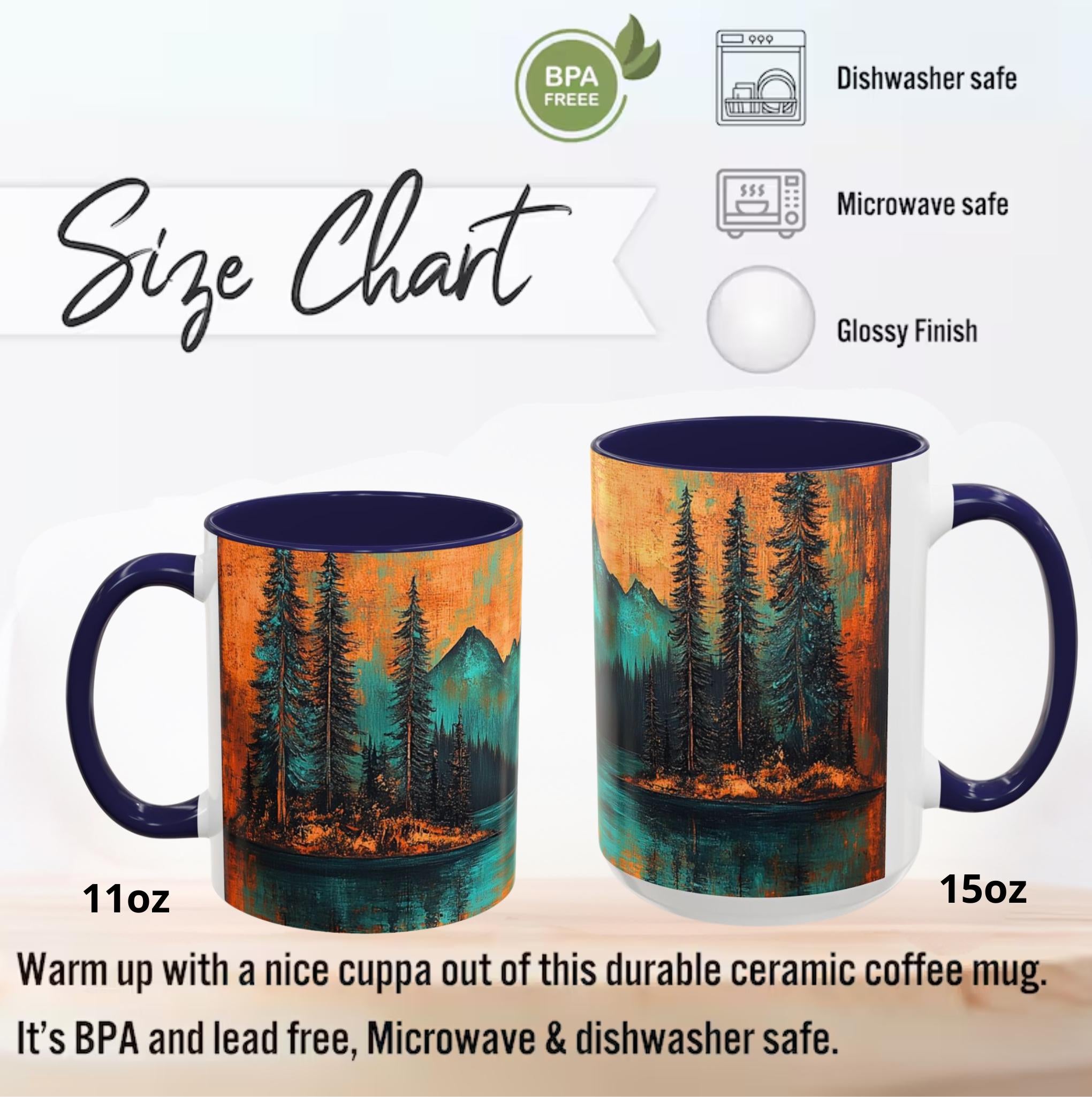LELORESTORE Rustic Mountain Cabin Ceramic Coffee Mug 11oz 15oz