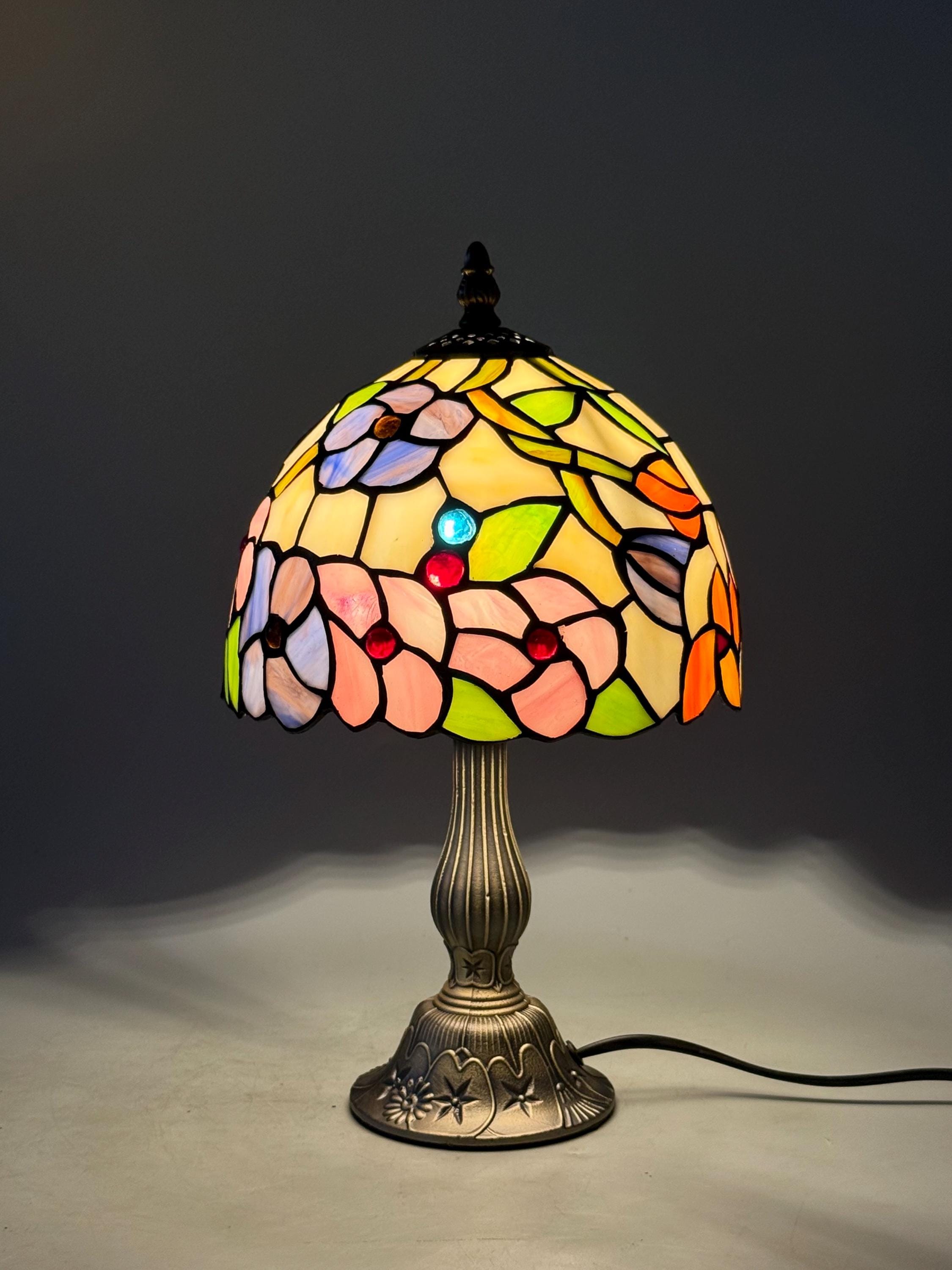 U2Antique Floral Tiffany Stained Glass Table Lamp