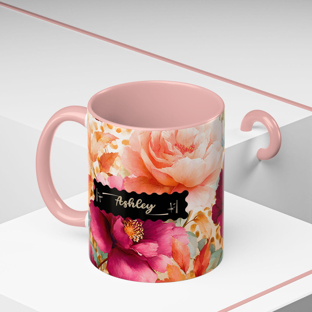 Personalized Floral Leopard Print Coffee Mug Custom Name