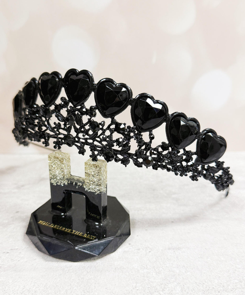 Black Heart Tiara: Gothic Queen Crown, Costume Headpiece