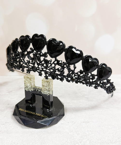 Black Heart Tiara: Gothic Queen Crown, Costume Headpiece