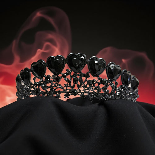 Black Heart Tiara: Gothic Queen Crown, Costume Headpiece