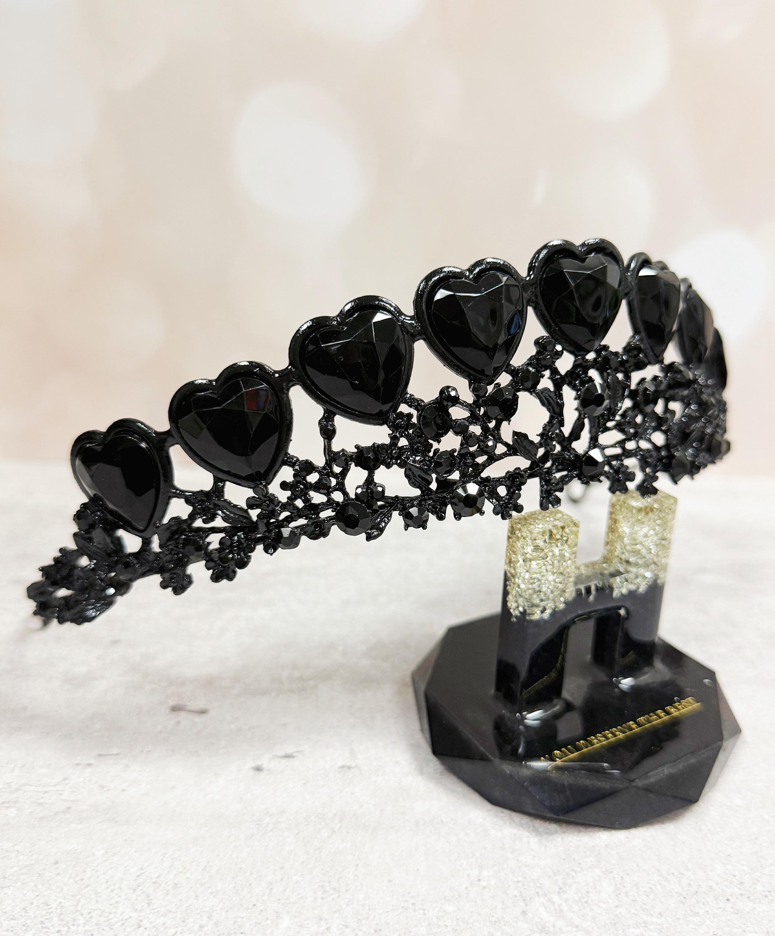 Black Heart Tiara: Gothic Queen Crown, Costume Headpiece