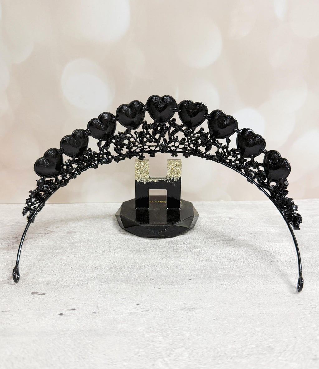 Black Heart Tiara: Gothic Queen Crown, Costume Headpiece