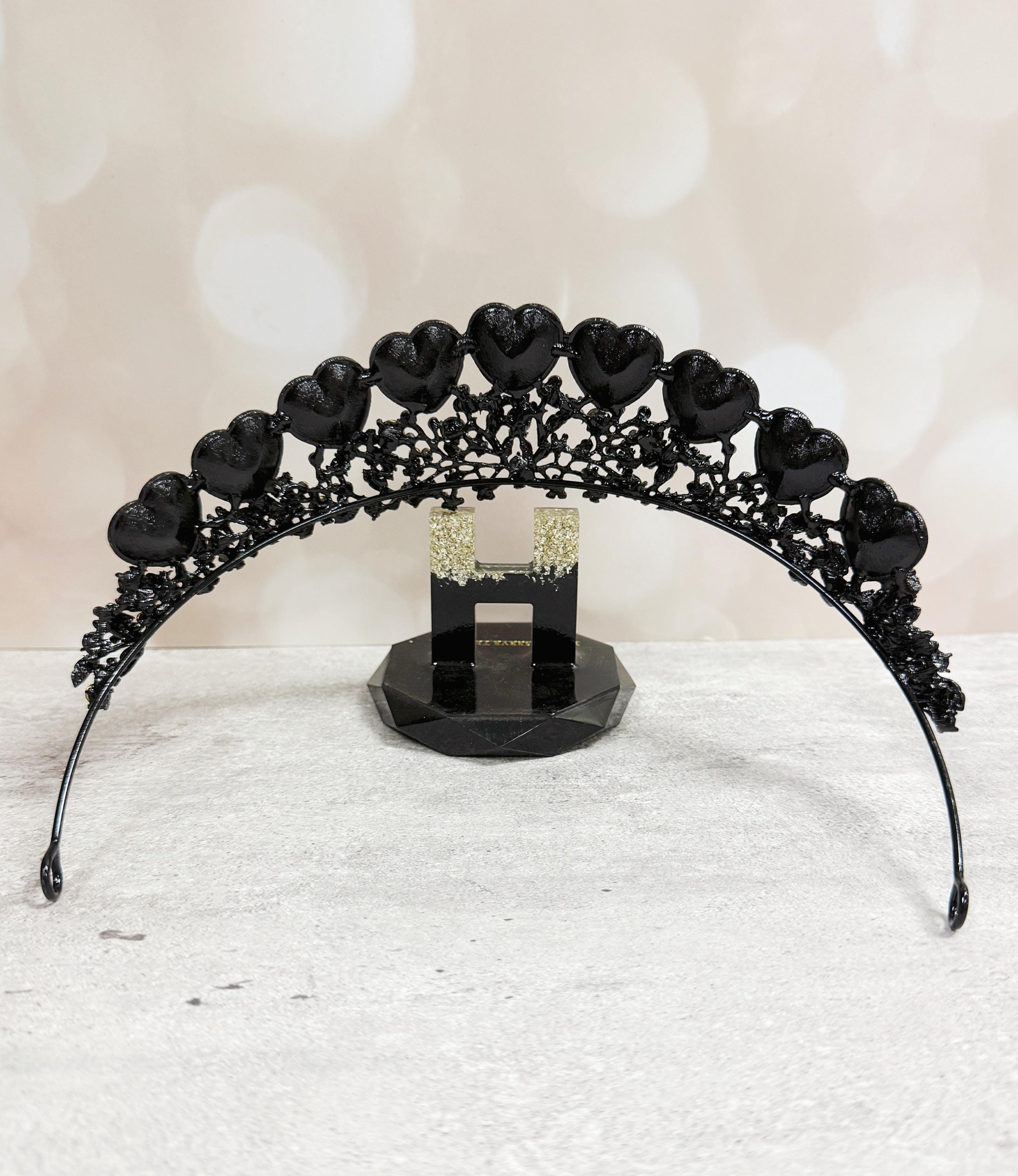 Black Heart Tiara: Gothic Queen Crown, Costume Headpiece