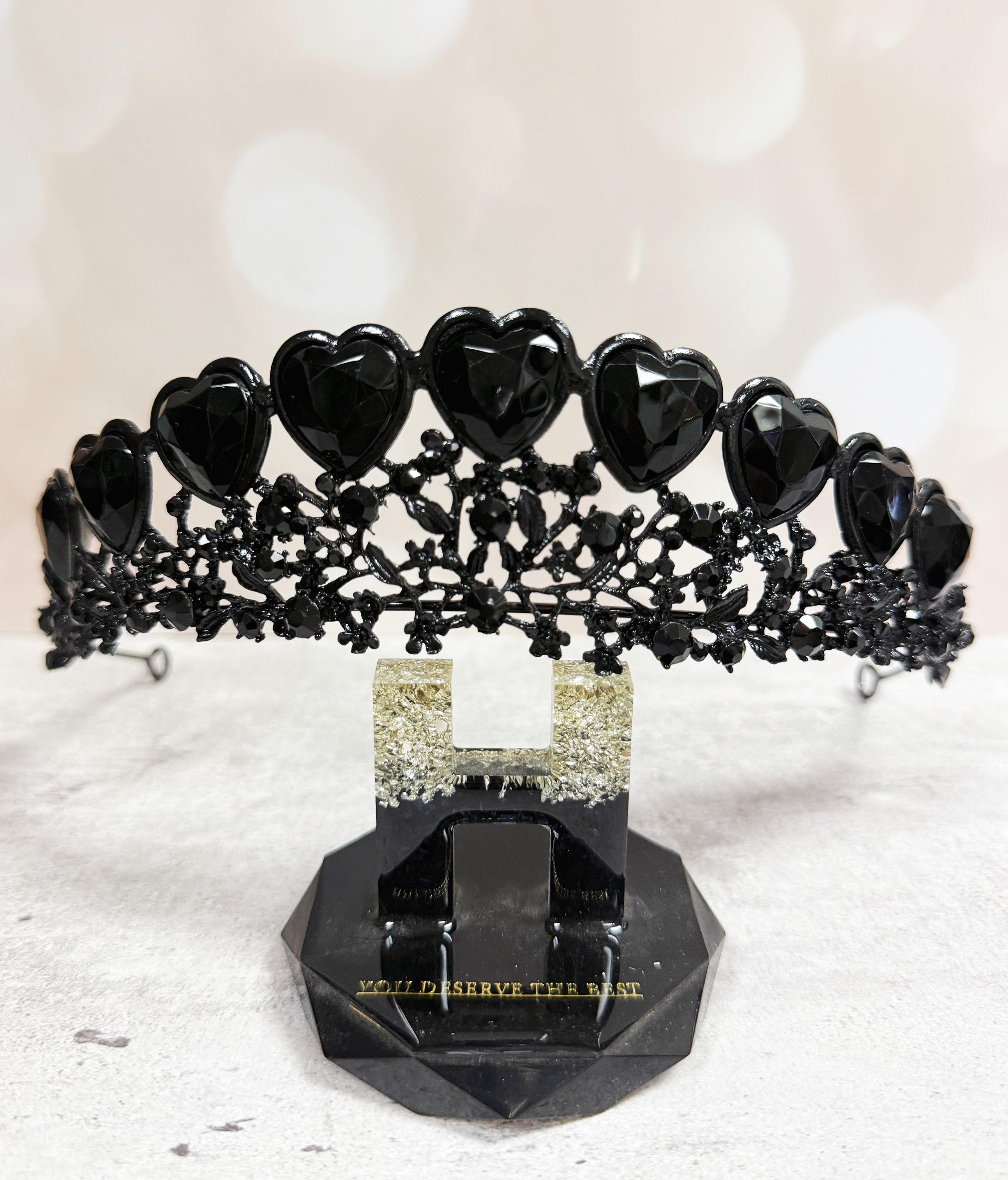Black Heart Tiara: Gothic Queen Crown, Costume Headpiece