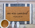 HamlinRowShop We Are Covered Bible Verse Coir Doormat Psalm 91