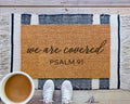HamlinRowShop We Are Covered Coir Doormat Psalm 91