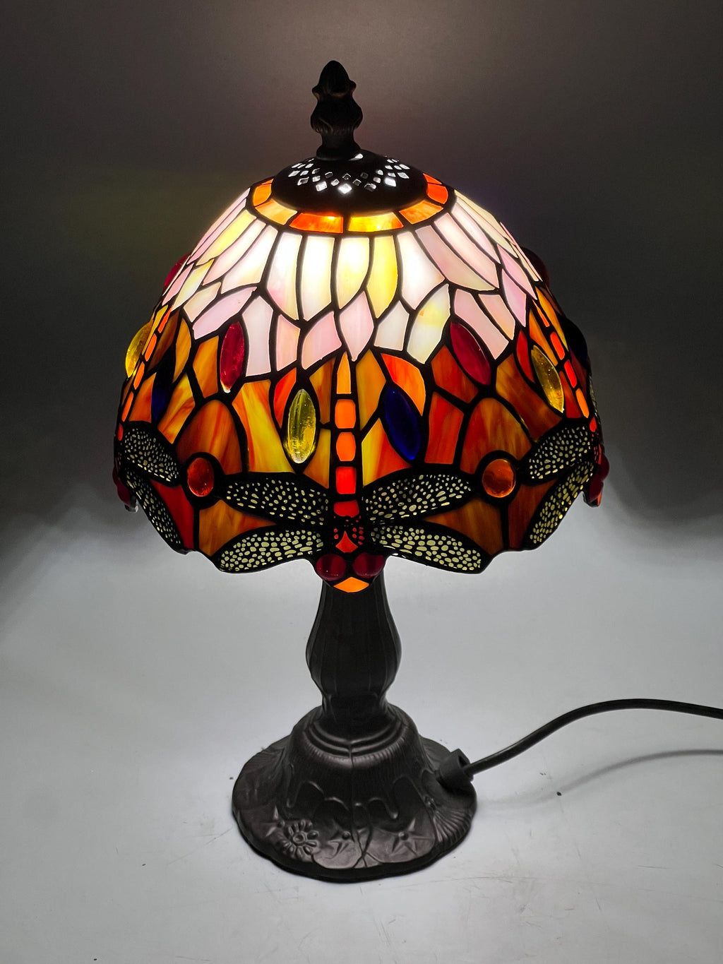 U2Antique Floral Tiffany Stained Glass Table Lamp