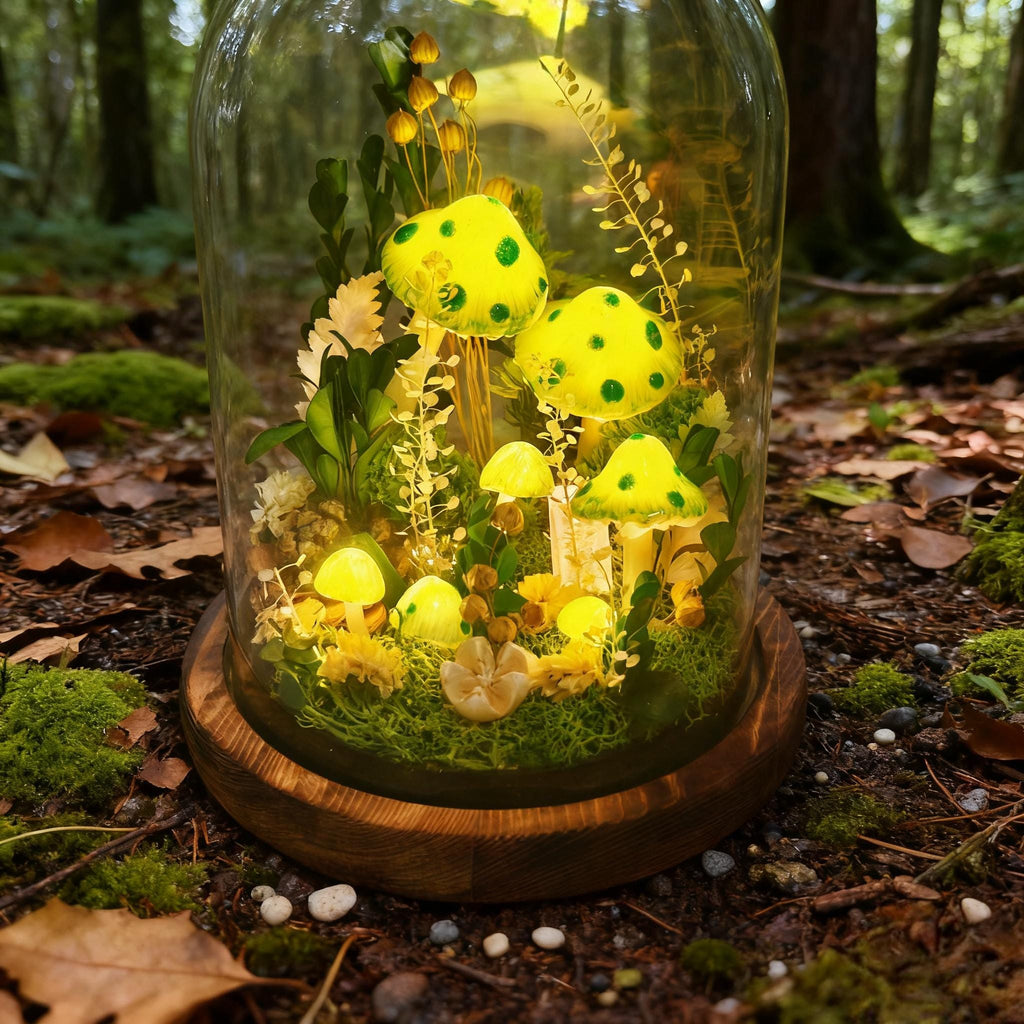 StarlitCarat Handmade Green Mushroom Lamp With Shell