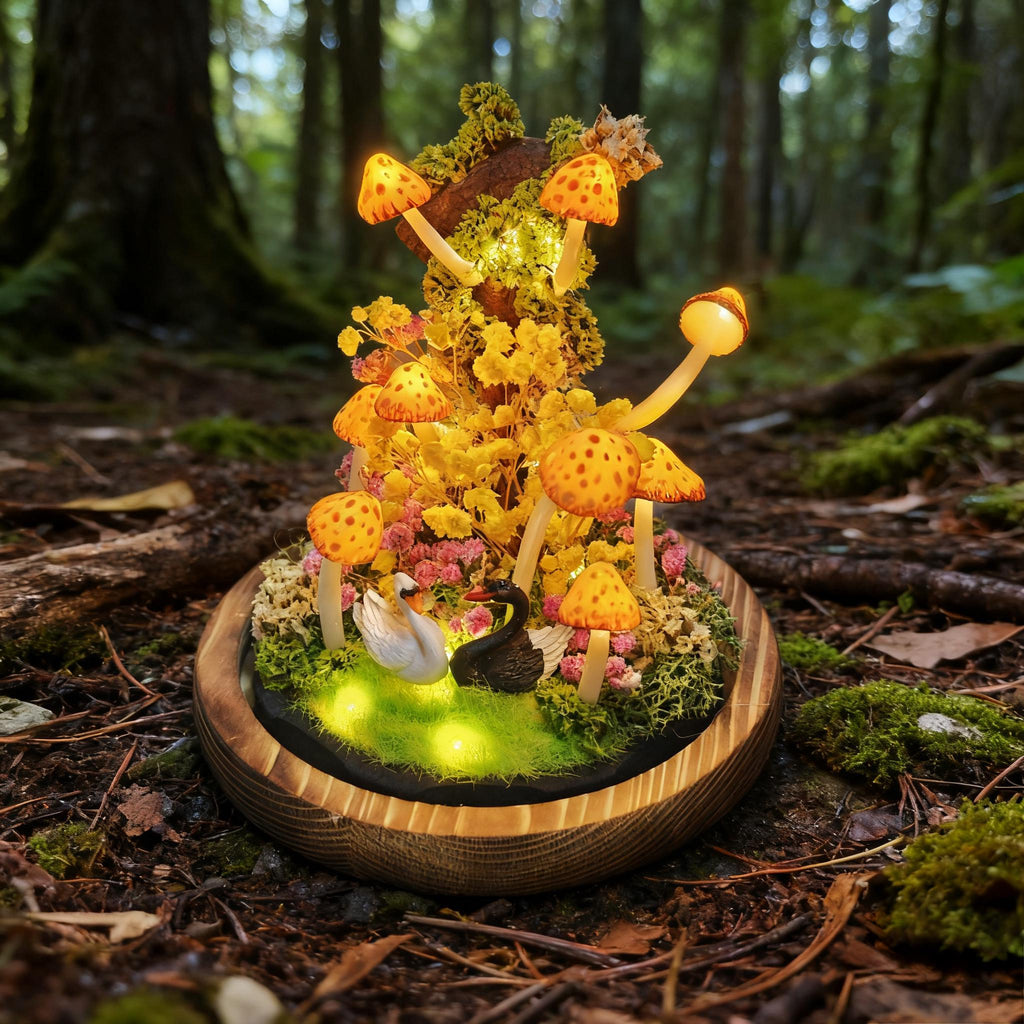 StarlitCarat Yellow Mushroom Lamp Handcrafted LED Night Light